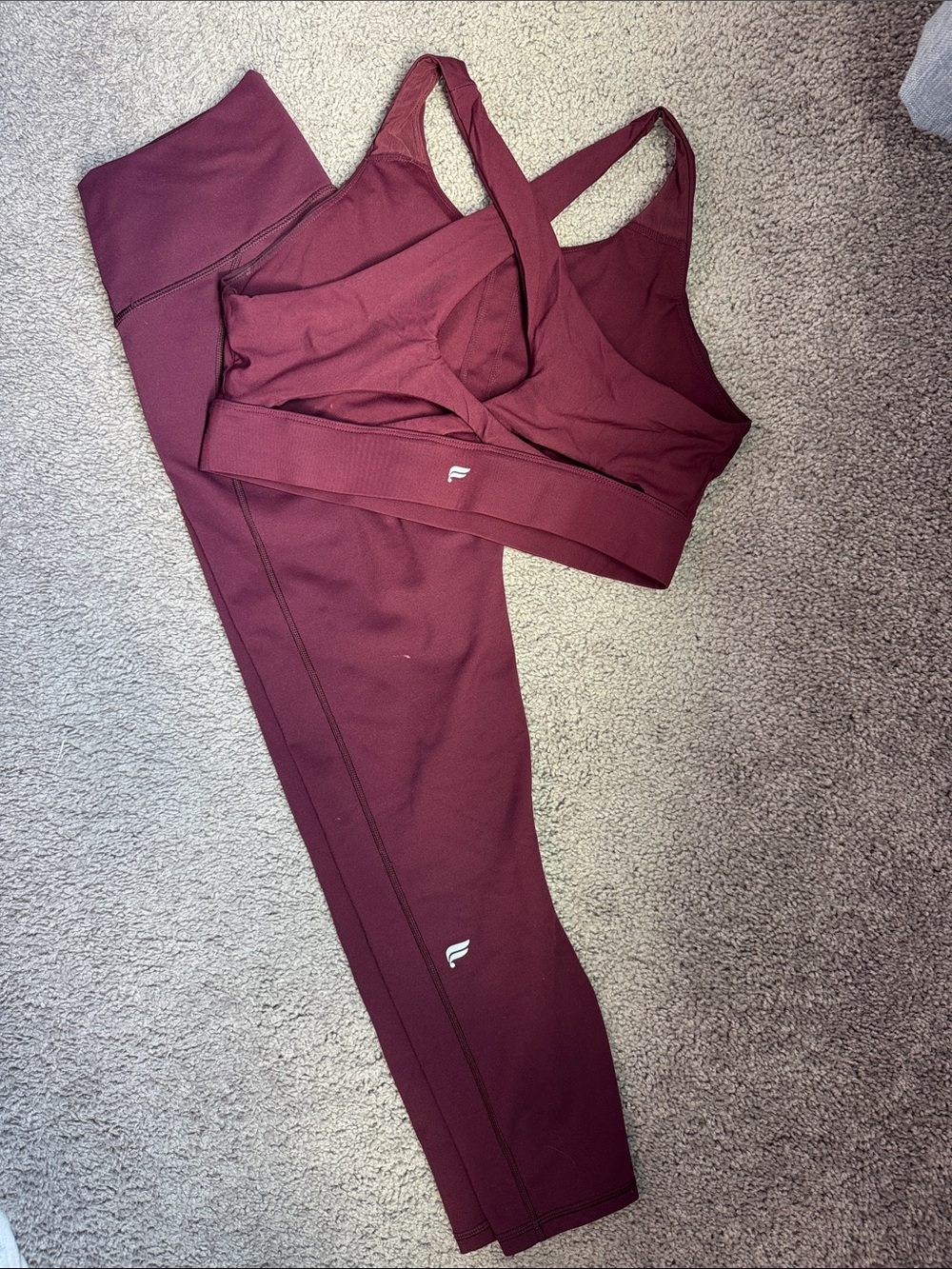 Fabletics Women's medium Maroon High-Waist Leggings & Sports Bra Set
